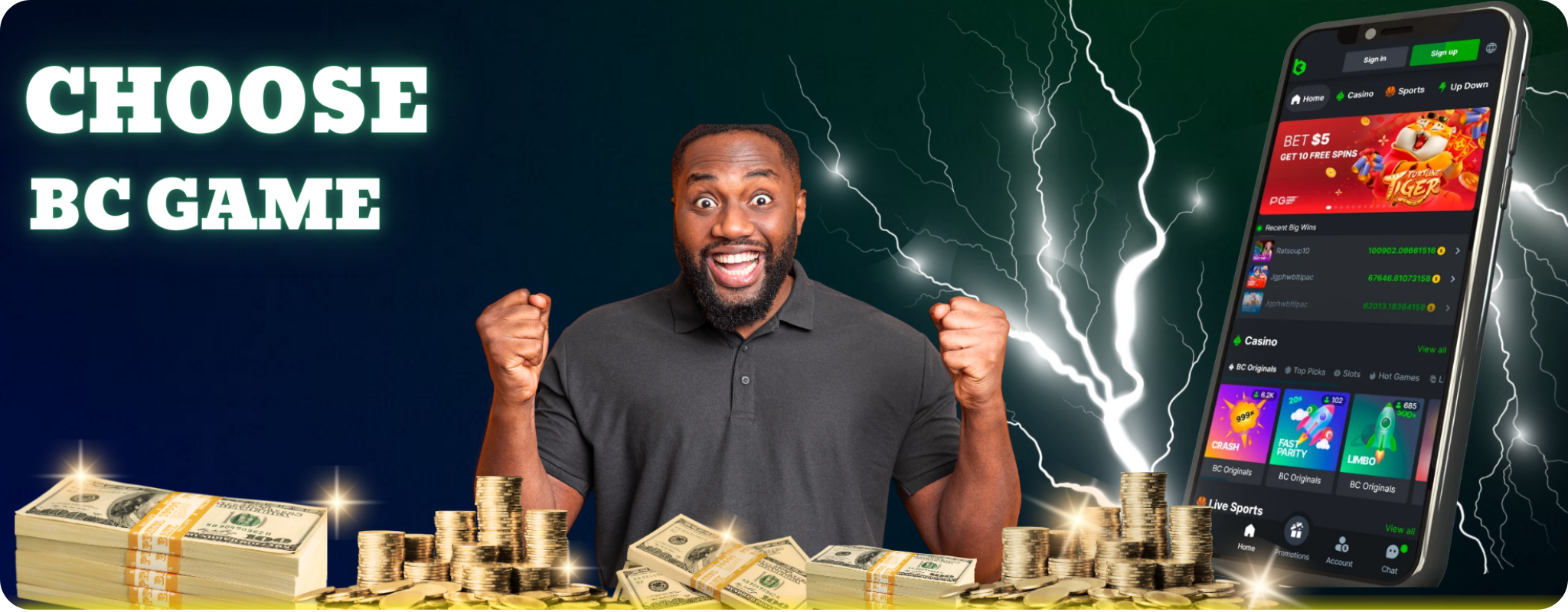 BC Game ऐप में बेहतरीन स्लॉट्स और कसीनो खेलें