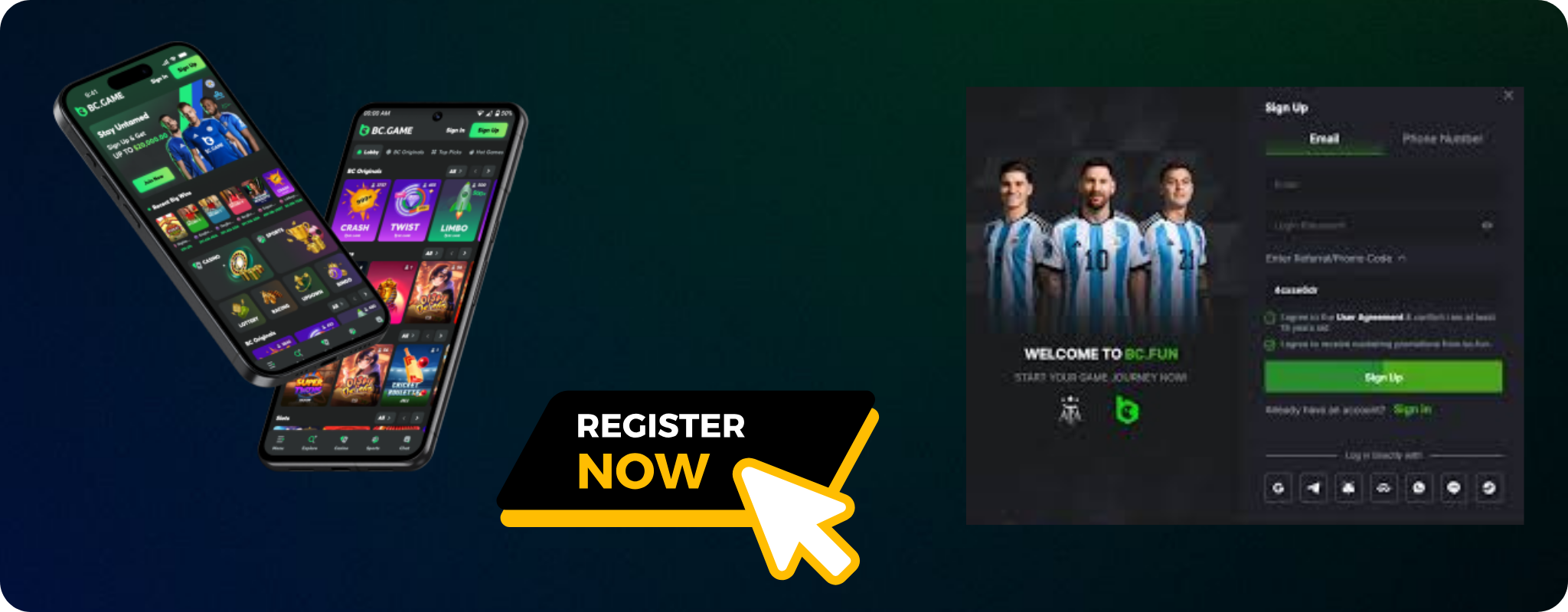 एप्लिकेशन के माध्यम से गेम में रजिस्ट्रेशन